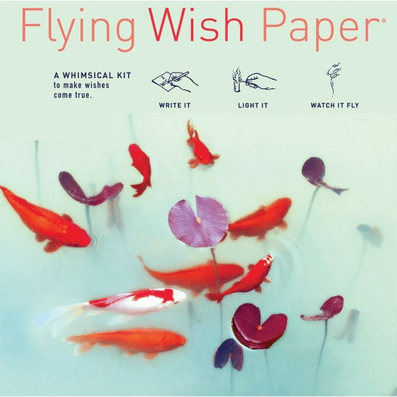 Flying Wish Paper - Koi Pond, A Symbol of Good Luck - Wish-Making Celebration Card - 5"x5"- Mini Kit