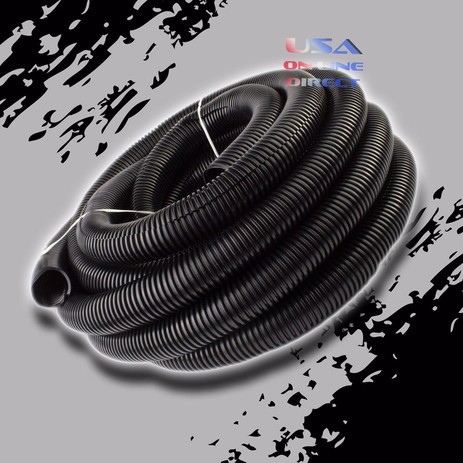 25ft. 3/4" Conduit Car Home Boat Tubing Split Wire Loom Black Color