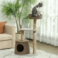 thumbnail image 2 of PawHut Scratching Cat Tree Post Climbing Kitten Pets Kitty Furniture with Toy, Brown, 2 of 10