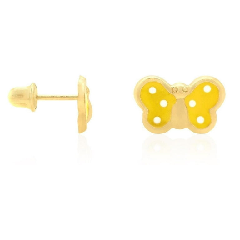 14k Gold Butterfly Baby Kids Screw Back Earrings – Jewelsforkidsuk