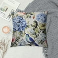 thumbnail image 2 of HENGT  Pillow Covers Colorful Watercolor Blue Hydrangea Hibiscus Iris Leaf and Bird Spring Flowers Pattern ,Standard Square Cushion Throw Cover for Couch Bedroom Living, 2 of 5