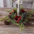 thumbnail image 4 of Christmas Candle Holder Rings Wine Bottle Wreath Christmas Candle Rings Wreath with Artificial Flower and Pinecones, 4 of 5