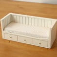 thumbnail image 3 of Joernso Miniature Single Bed for Dolls 1:12 Doll House Furniture Retro Wooden Mini Single Bed with 3 Drawers Model for Doll House Bedroom Decor, 3 of 7