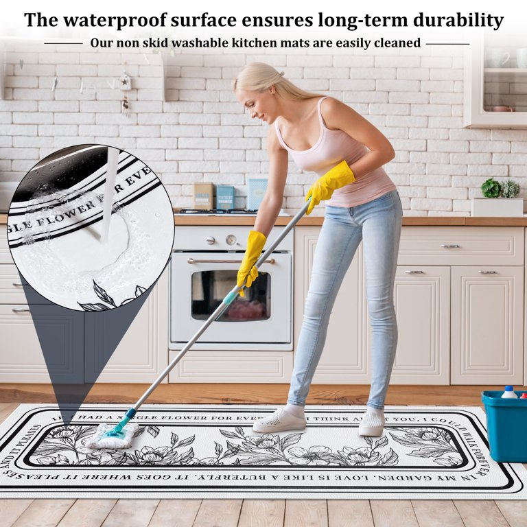 SIXHOME Floral Kitchen Rugs Cushioned Anti Fatigue Kitchen Mat 1/2