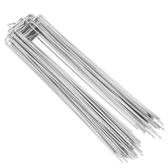 LIOOBO 50Pack Heavy Duty U Shape Nails Silver Steel Wire for Gardening Use