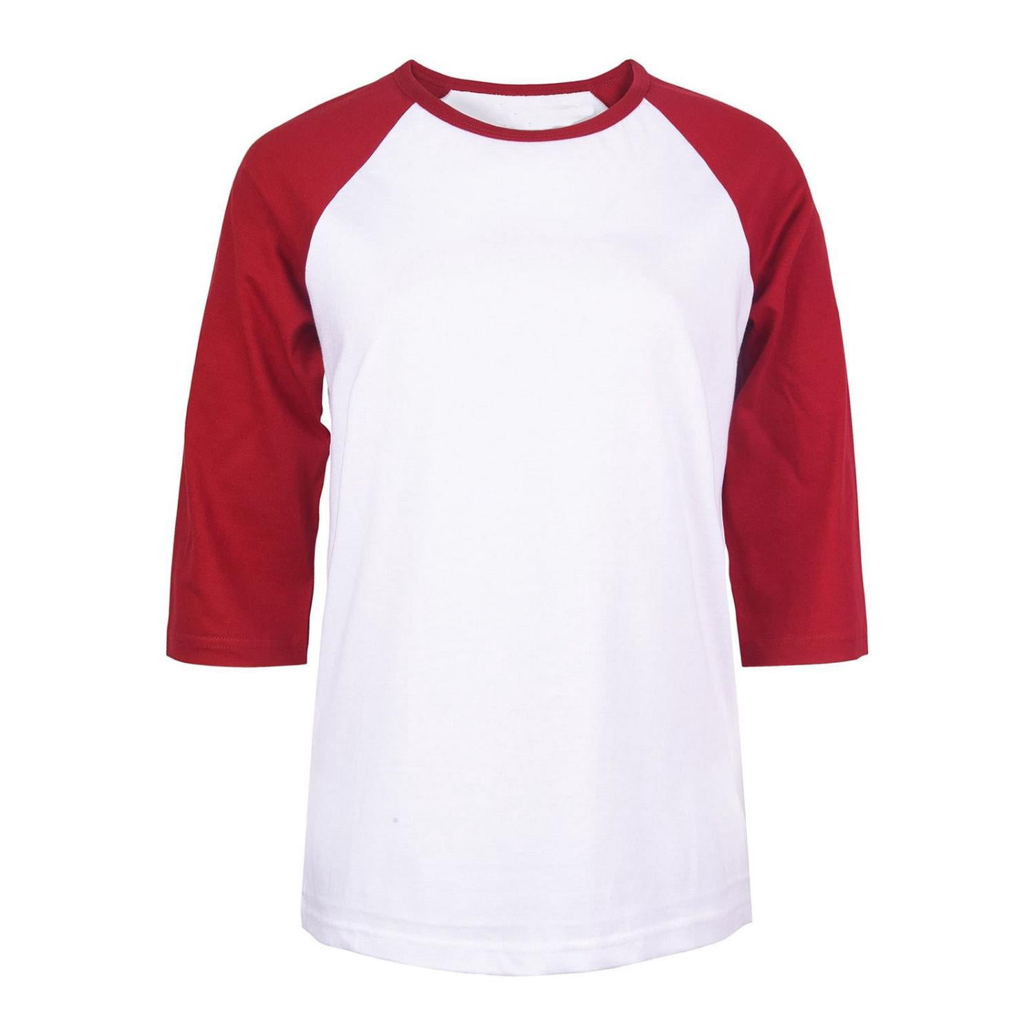 Women's Two Tone 3/4 Sleeve Raglan Baseball Shirt / Baseball Tee, White/Red M