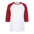 thumbnail image 5 of Women's Two Tone 3/4 Sleeve Raglan Baseball Shirt / Baseball Tee, White/Red S, 5 of 7