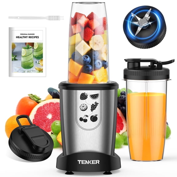 1000W Personal Blender for Smoothies and Shakes, Smoothie Maker with 6 Blades, 2*23 oz Cups, 1*10oz Grind Cup, Portable Blenders for Kitchen