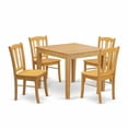 thumbnail image 6 of East West Furniture OXDL5-OAK-W - 5-Piece Dining Room Table Set- 4 Wooden Chair and Wood Dining Table - Wooden Seat and Slatted Chair Back - Oak Finish, 6 of 8