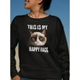 thumbnail image 2 of Happy Face Grumpy Cat Sweatshirt Women -T-Line Designs, Female Large, 2 of 4