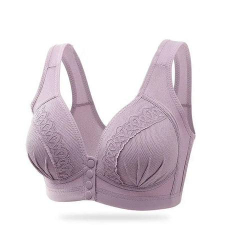 

Women s Wireless Everyday Bras Wirefree Bra with Support Full-Coverage Buttons Front Comfortable Underwear