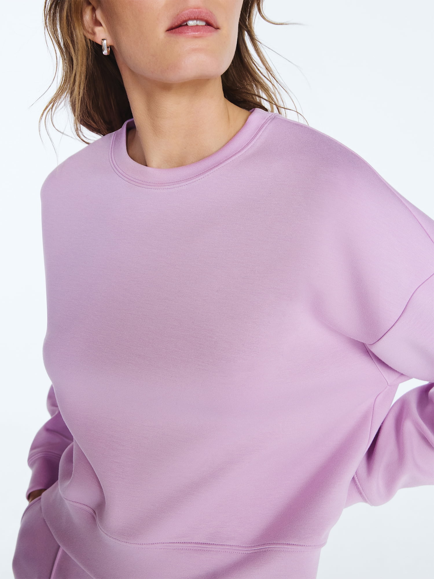 Scoop Women's and Women's Plus Scubaknit Cropped Sweatshirt with Drop Sleeves, Sizes XS-4X