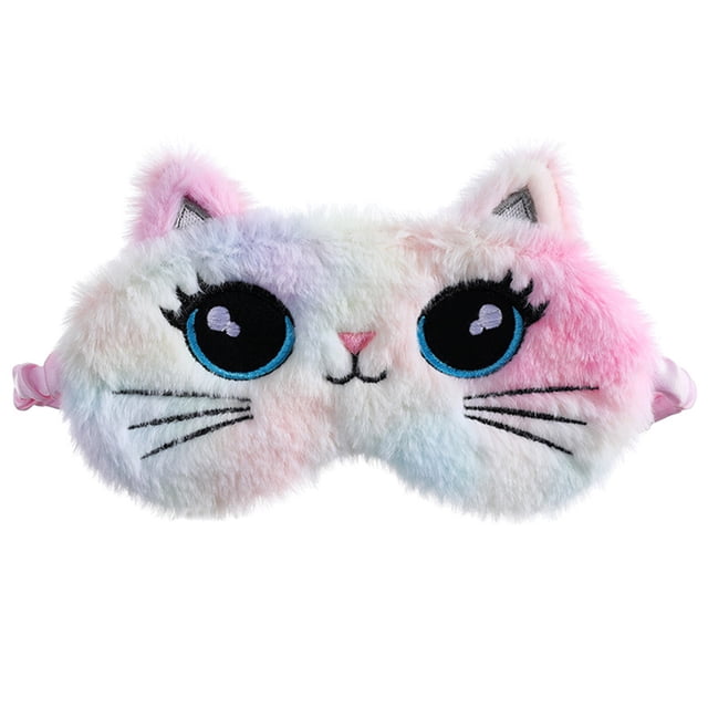 GOOHOCHY Máscara de ojos para dormir con dibujos animados, antifaz de peluche para dormir, adorable antifaz para dormir