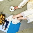 thumbnail image 3 of Women's Fuzzy Slippers Cross Band Open Toe Furry Spa Flat Fluffy Fuzzy Slip on House Shoes White 5-6, 3 of 6