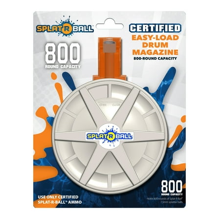 SPLATRBALL Orange 800 Round Water Bead Drum Magazine for Water Bead Blasters. 1 piece included.