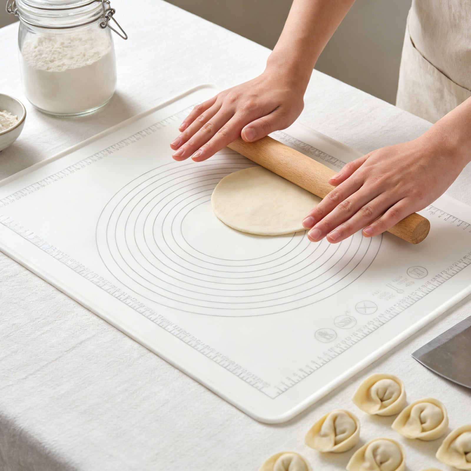 Kraoden Extra Thick Silicone Baking Mat, Non-Stick Food Grade Dough Rolling Mat with Measurements for Cake, Bread, Cookies, and Pizza, Easy to Clean and Store