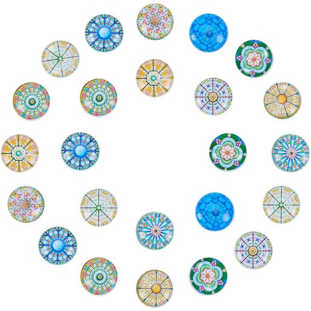 Mixed Pattern Glass Flatback Cabochons for DIY Projects Half Round/Dome Mixed Color 18x5mm