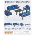 thumbnail image 2 of AECOJOY Aluminum Patio Furniture Set, 7 Seats Modern Outdoor Furniture with Coffee Table, 5 Pieces Metal Conversation Sectional Sofa, Blue, 2 of 8