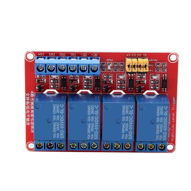 High quality 4-way relay module with optocoupler isolation supports high and low level tr