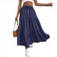 thumbnail image 3 of Falda de Holgada de Cintura Alta con para Mujer, Informal, Plisada, Larga, de Playa, con Lazo, Azul Marino, Talla S, 3 of 7