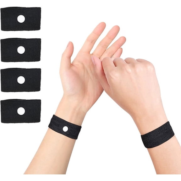2Pairs Magical Sickness Wristband, Anti-Nausea Acupressure Wrist Band for Nausea Relief, Dizziness and Vomiting from Car Boat Flying Travel Sickness (Black)