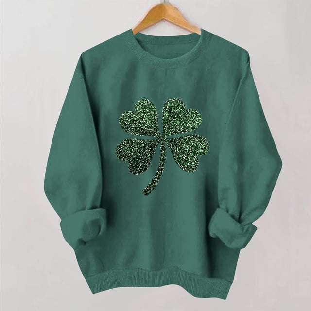 TaTaai Women Long Sleeve St Patrick's Day Printed Crew Neck No Hood Sweatshirt Casual Fashion Top Ladies Office Commute Daily Wear Soft Comfortable Versatile Top Gift