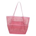 thumbnail image 2 of Bolsa de playa familiar plegable de nailon con bolsillos para artículos esenciales de vacaciones para mujeres y hombres. Rosa, 2 of 8