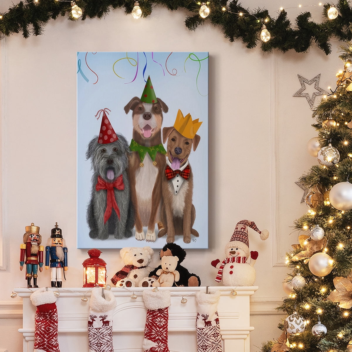 Christmas Party Mutts- Gallery Wrapped Canvas
