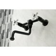thumbnail image 3 of Kingston Brass KS1210PX Heritage Double-Handle Wall Mount Bathroom Faucet, Matte Black, 3 of 8