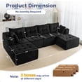 thumbnail image 6 of BYBYME Cloud Sectional Couch with U-Shape Chaise Modern Comfy Modular Corduroy Sofa for Living Room,Tufted 6-Seat Sleeper Chair with 2 Ottoman,Sofa in A Box,No Assembly Required,Black, 6 of 16