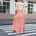 thumbnail image 4 of Women's Flowy Maxi Skirt with Side Slit Elastic High Waisted Casual Summer Long Skirts Vacation A-Line Pleated Skirt, 4 of 7