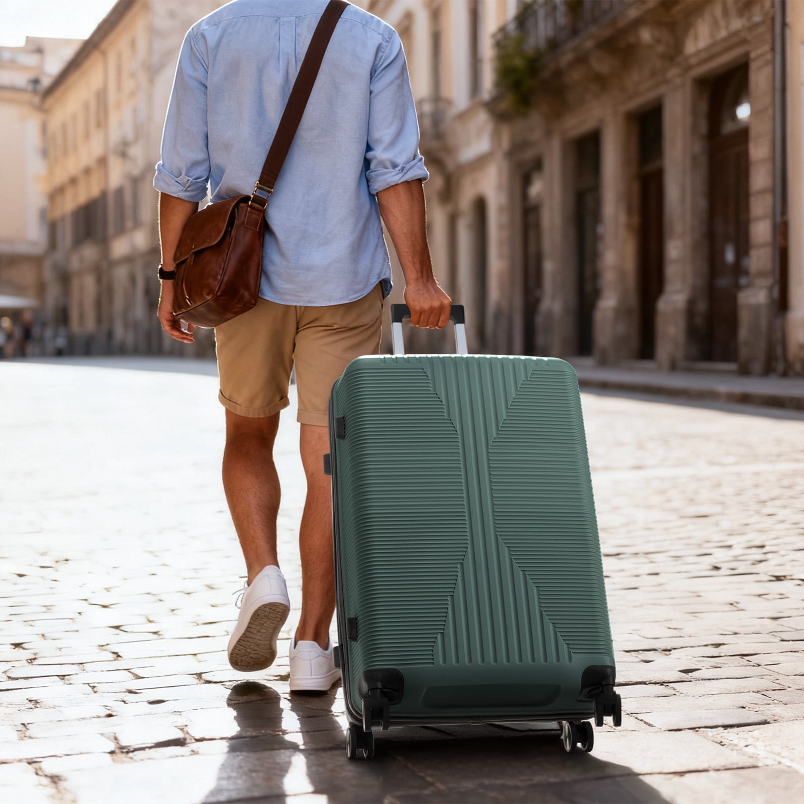 Ktaxon 20 Inch Carry-on Luggage Hardside Suitcase with 360° Spinner Wheels, Lightweight Unbreakable Travel Luggage, Green