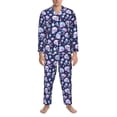 thumbnail image 3 of Lsque Skull crystal flower Pattern Long Sleeve Pajama Set for Men - Soft 2-Piece Sleepwear and Loungewear Set with Pockets, Comfy Nightwear-Small, 3 of 7