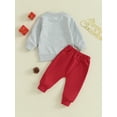 thumbnail image 4 of Wassery Toddler Boy Christmas Outfits Infant Boy Letter Print Long Sleeve Sweatshirt and Elastic Pants 6M 12M 18M 24M 3T 2 Piece Baby Boys Fall Clothes, 4 of 8