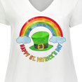 thumbnail image 4 of Inktastic Happy St. Patrick's Day Rainbow and Hat Women's Plus Size V-Neck T-Shirt, 4 of 5