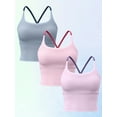 thumbnail image 1 of PISONIC 3pcs Women's Sports Bras with Built-In Padded Support - Medium-Stretch Fabric, Solid Color Design for Running, Cycling, Gym & Workouts - Workout Essentials, Sleek Sports Bra, 1 of 8
