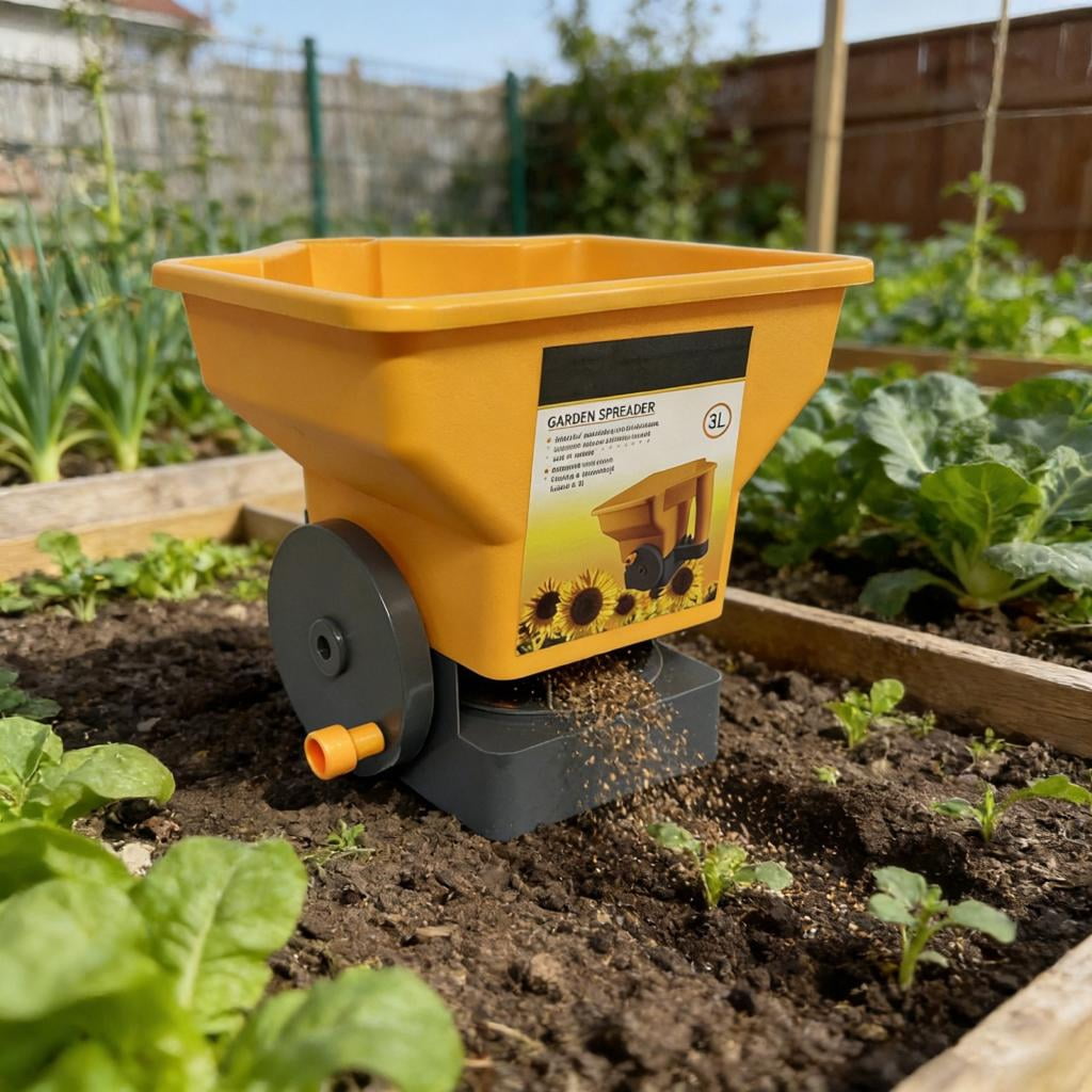 Hand Operated Lawns Spreader Tool Adjustable Flows Control For Uniform Distribution Of Compost Lime And Seedling