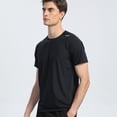 thumbnail image 3 of Camisas de entrenamiento negras para hombre Camisa atlética de manga corta de rendimiento de secado rápido Top transpirable informal, 3 of 6