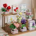 thumbnail image 2 of Bloques de construcción de plantas en macetas, flores eternas, suculentas ins, sala de estar, modelo de flor de simulación, juguete para regalo de Navidad para niña de escritorio, 2 of 5