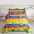thumbnail image 2 of Feelyou Rainbow Stripe Waves Full Size Comforter Sets, Colorful Lines Abstract Bedding Comforter Set, Teens Kids Boys Girls Reversible Bedding Sets, Lightweight Room Decor, 3 Pieces, 2 of 8