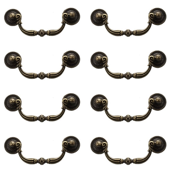 8X Antique Brass Cabinet Door Drawer Handles 100 mm