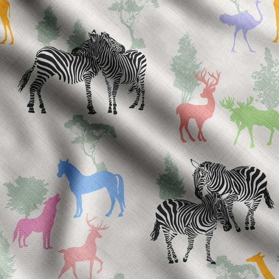 Soimoi Animals Print, Silk Fabric, Decor Sewing Fabric by The Yard 42 Inch Wide,Decorative Fabric for Shirts Suits Ties, Black