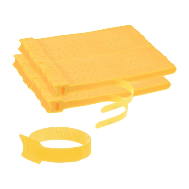 Uxcell 200-Pack Bridas de Cable Reutilizables 7.9 in Ajustables de Gancho y Bucle para Oficina, Amarillo