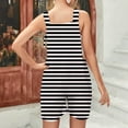 thumbnail image 4 of Summer 2024 Striped Womens Romper Shorts Sleeveless Keyhole Strap Casual Loose Beach Short Jumpsuits with Pockets (M, White 01), 4 of 5