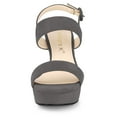 thumbnail image 2 of BLISSFUL STEP Women's Slingback Platform Heels Chunky High Heel Sandals Grey (Size 6), 2 of 6