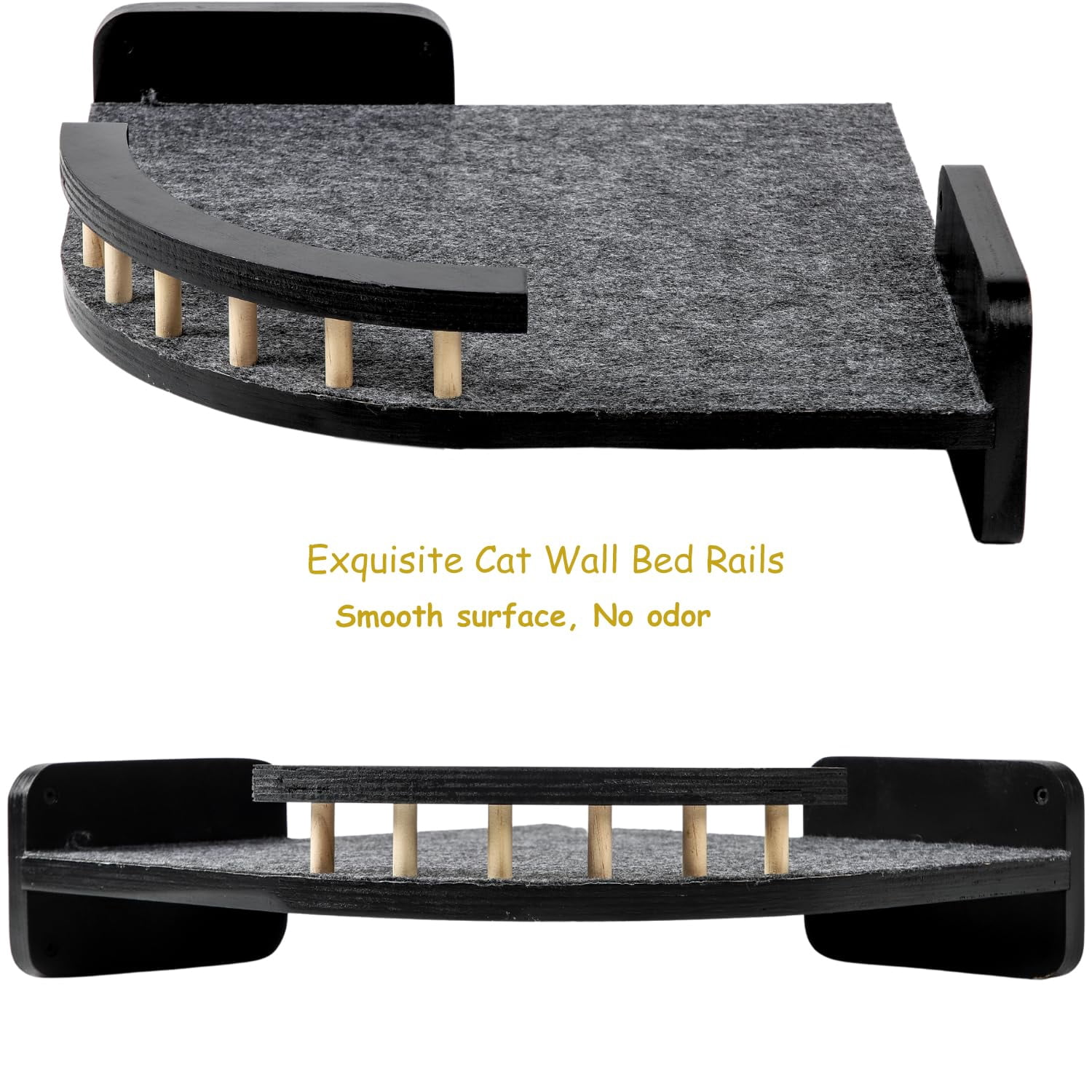 Cat Wall Shelves - 3 Steps Scratch & Hammock Bed With Plush Cover  Climbing Shfor Indoor Cats (black)