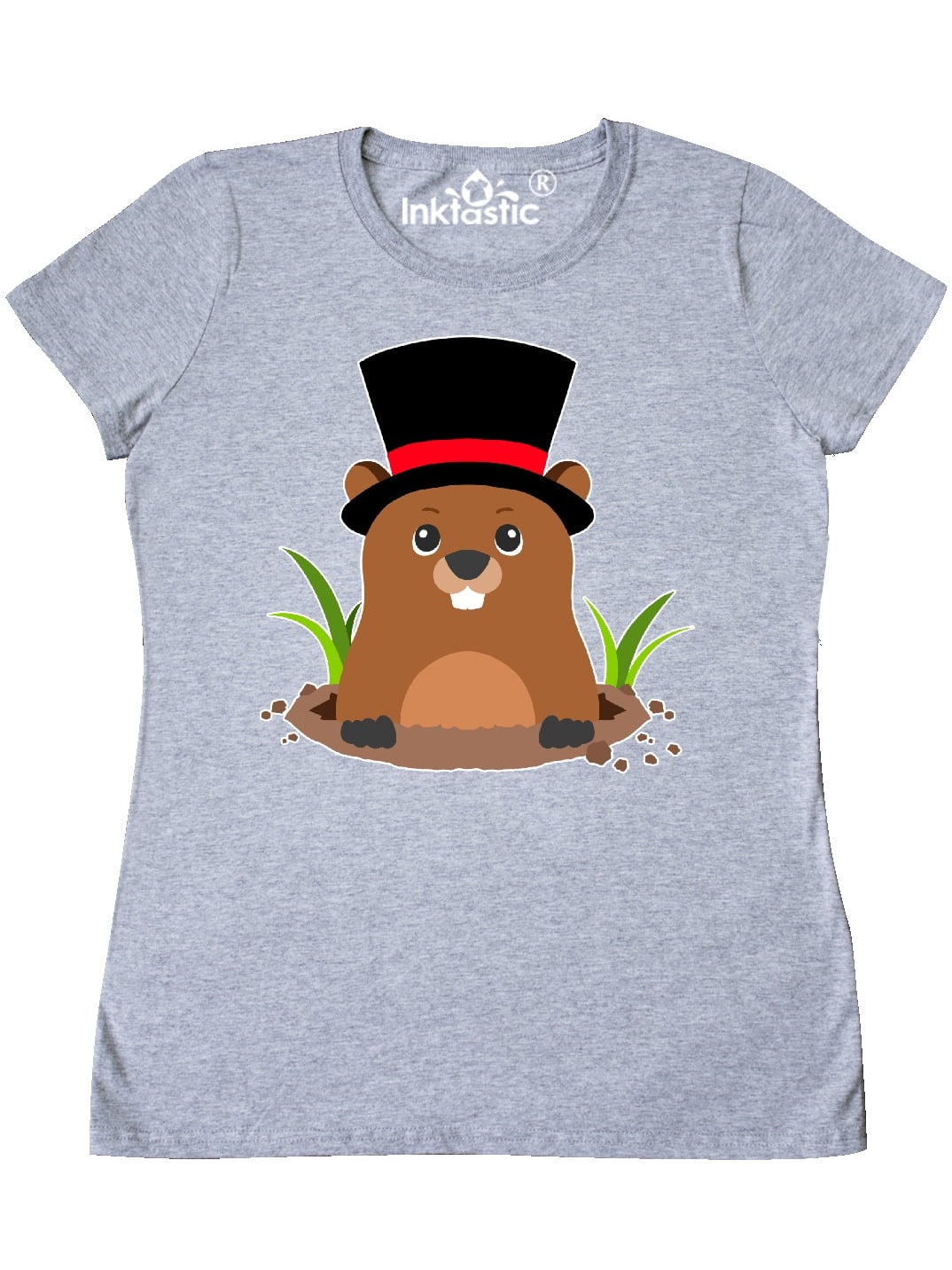 INKtastic Groundhog Day with Groundhog in Top Hat Women's TShirt
