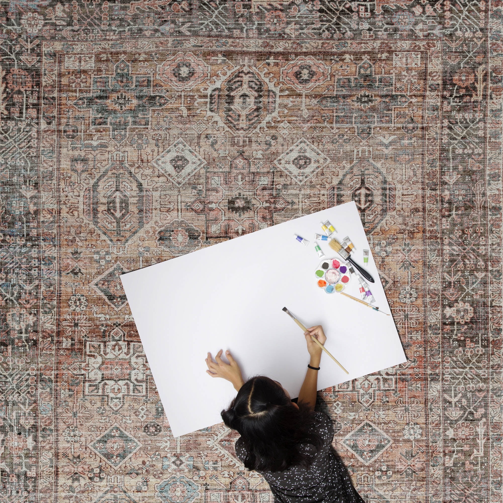 Everwash™ Callaghan Eve Southwestern Medallion Machine Washable Area Rug, Warm Rust, 6'6"x9'2"