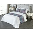 thumbnail image 3 of Autumn Leaves Bed Runner Set, Neutral Colors Boho Ferns Leafy Pattern Fall Themed Artwork, Decorative Bedding Scarf & 2 Pillow Shams for Hotels Homes, King, Cadet Blue Lilac Eggplant, by Ambesonne, 3 of 3