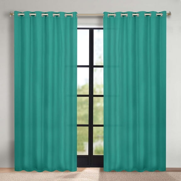 Superior Blackout Solid Light Filtering Grommet Curtain Panel Set, 70"X 84", Cerulean Blue